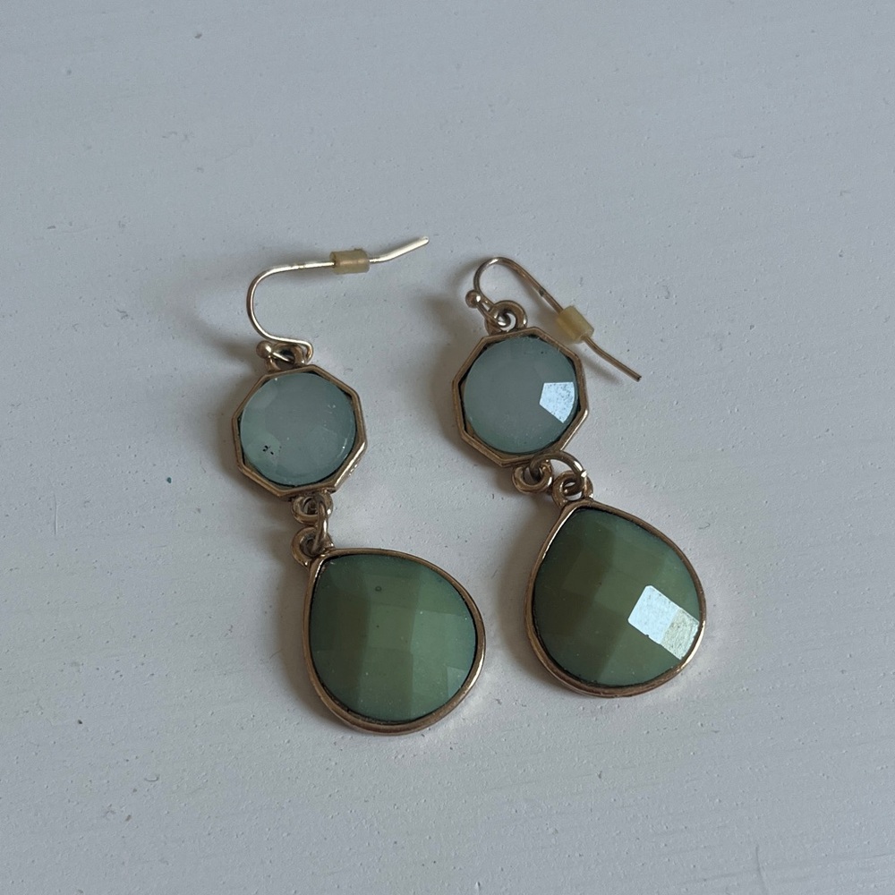 Elegant Green and Gold Drop Earrings